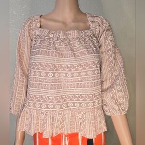 Saints & Hearts CROP TOP pink embroidered long sleeve  size Large